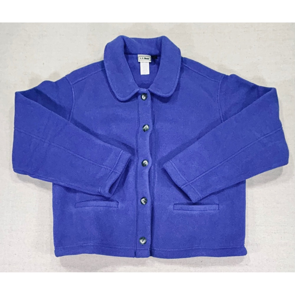 Vintage L.L. Bean Women's Large Cropped Fleece Sweater‎ Jacket FG35 USA MADE
